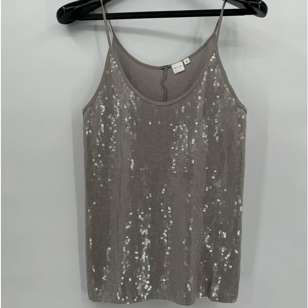 Chan Luu Gray Sequin Tank Top size L‎ EUC Dress up or Down Beautiful